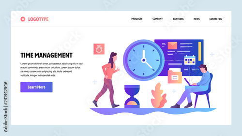 Vector web site design template. Time management concept. Business project deadline and schedule. Landing page concepts for website and mobile development. Modern flat illustration.