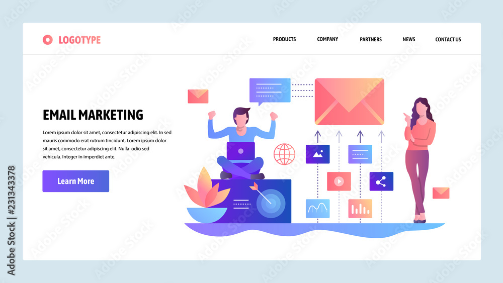 Vector web site design template. Digital and email marketing. Landing page concepts for website and mobile development. Modern flat illustration. Vector web site design template. Digital and email marketing. Landing page concepts for website and mobile development. Modern flat illustration.