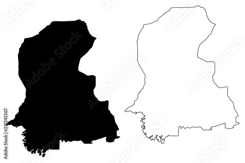 Sindh (Province of Pakistan, Islamic Republic of Pakistan, Administrative units and Districts of Pakistan) map vector illustration, scribble sketch Sindh province map