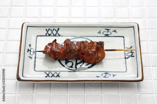 yakitori, chicken liver, japanese grilled chicken skewers photo