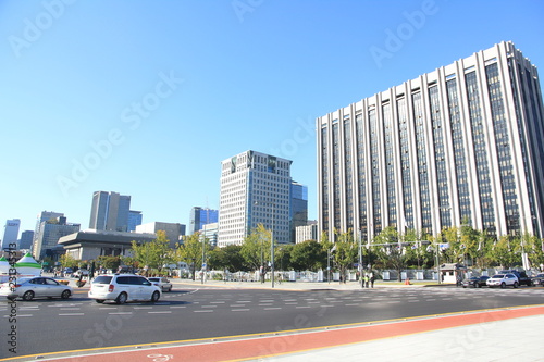 Cityscape outside Gwanghwamun Gate in Seoul, South Korea