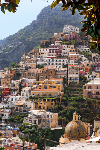 Italy. View of the town and the seaside on sunny summer day