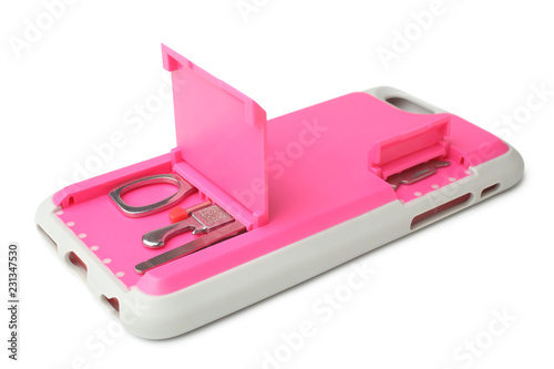 Mobile phone cover with manicure set photo
