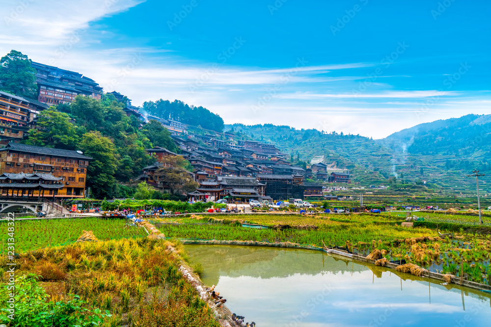 Miao village in Guizhou, China..