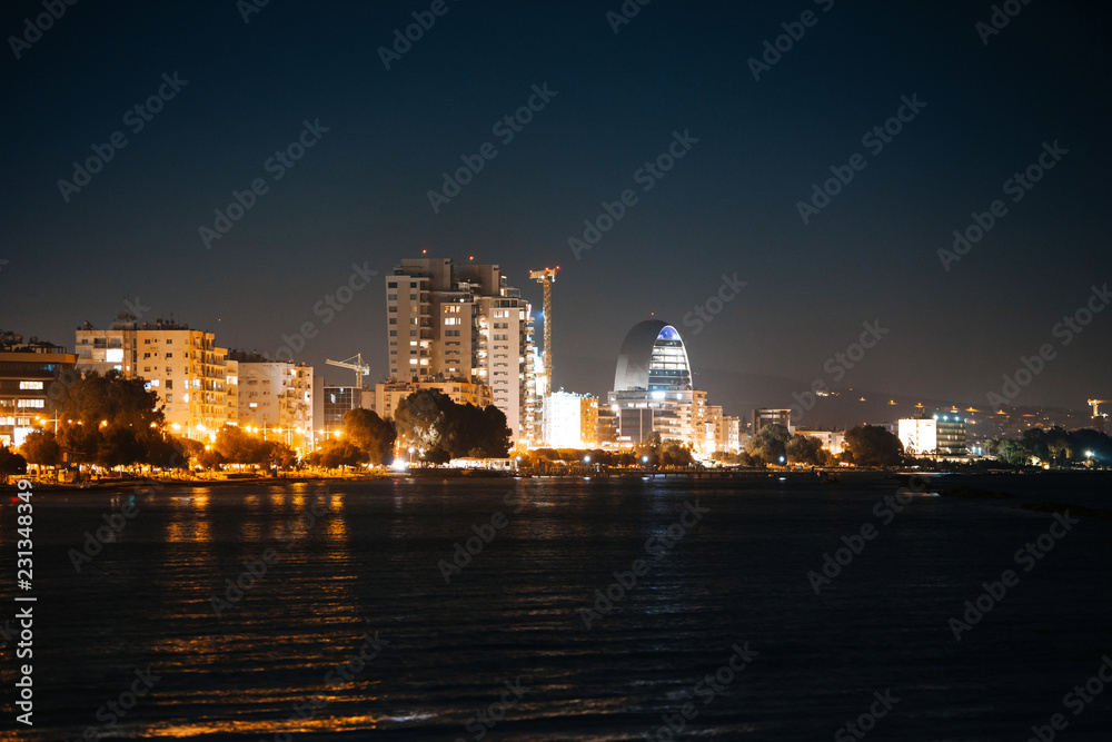 Panorama of Limassol city at night