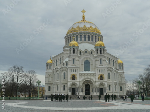 Kronstadt city, Russia October 28, 2018 St. Nicholas Naval Cathedral