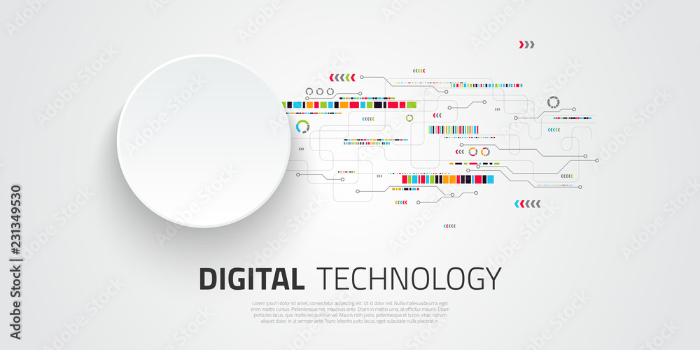 Obraz premium Vector digital technology concept. Abstract background. Vector illustration.