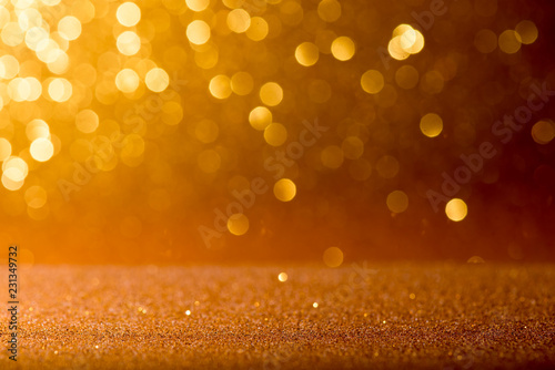 gold glitter vintage lights bokeh abstract background.
