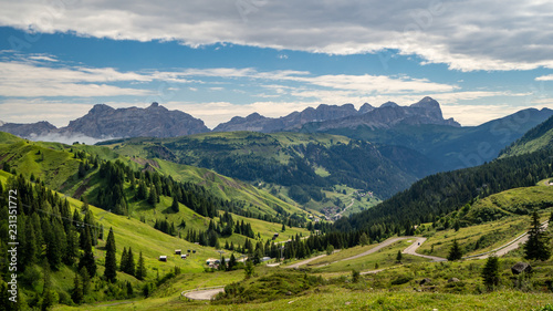 Summer Arabba valley scenery in Italian Dolomites