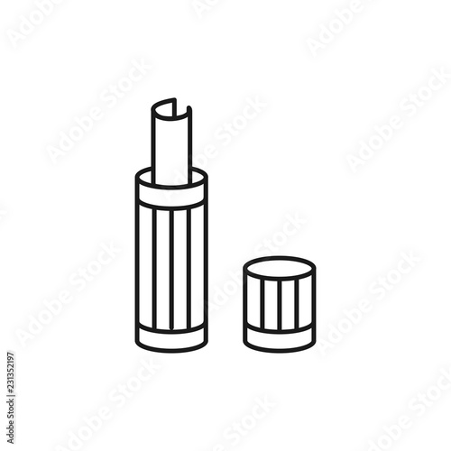 Black & white vector illustration of plastic storage tube. Art carrying case holder. Line icon of instrument for architect, drafter, artist. Technical & mechanical drawing tool. Isolated object