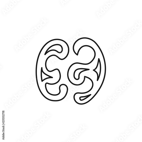 Black & white vector illustration of french curve template. Line icon of curved stencil for drawing, drafting & handicraft work. Isolated on white background