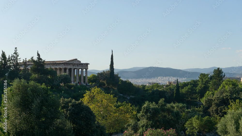 View on Ancient Greek temple in Athens