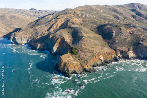 Aerial View of Beautiful and Rugged Coast of Northern California