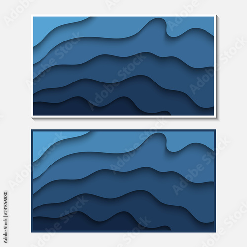 Banner with wavy lines. Abstract wavy paper cut background.