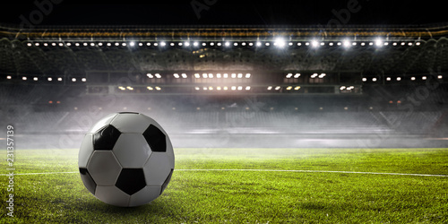Soccer game concept. Mixed media