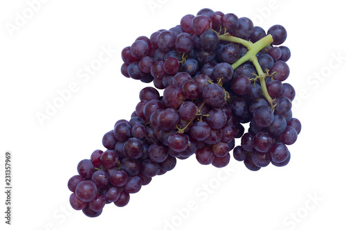 A bunch of dark red grape isolated on white background with clipping path