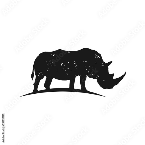Rustic Rhino silhouette Logo Inspiration