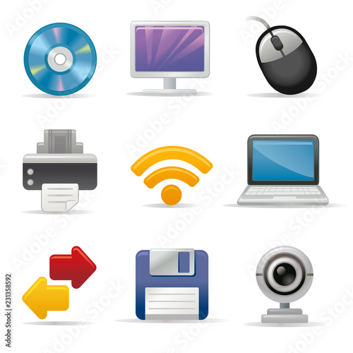Input and output device icon set