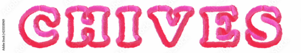 Chives - clear pink text written on white background