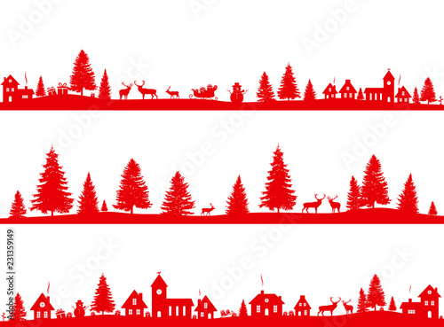 Christmas landscapes set