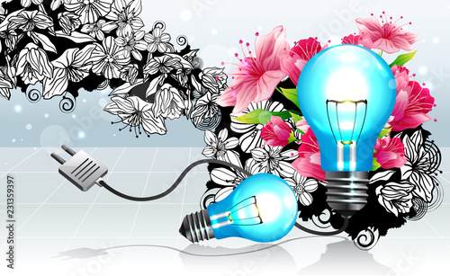 Light bulb with flora design