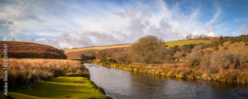 The banks of the River Barle on Exmoor in Somerset on a sunny day photo