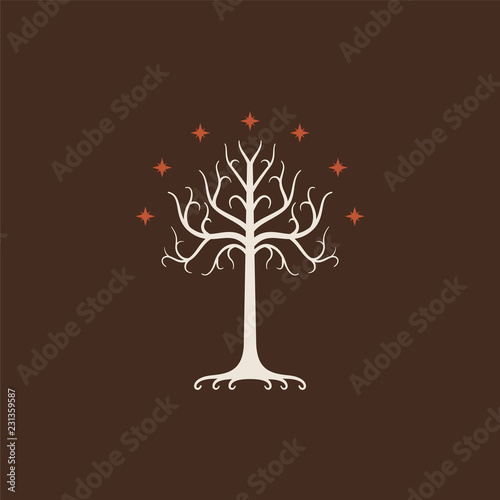 White Tree of Gondor. Isolated on brown background