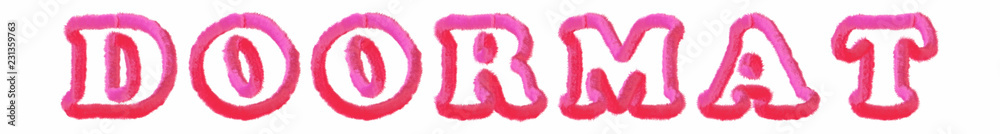 Doormat - clear pink text written on white background Doormat - clear pink text written on white background
