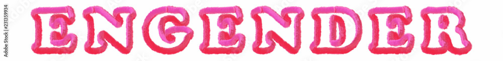 Engender - clear pink text written on white background Engender - clear pink text written on white background