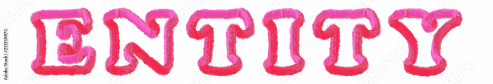 Entity - clear pink text written on white background