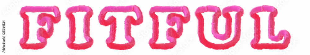 Fitful - clear pink text written on white background Fitful - clear pink text written on white background