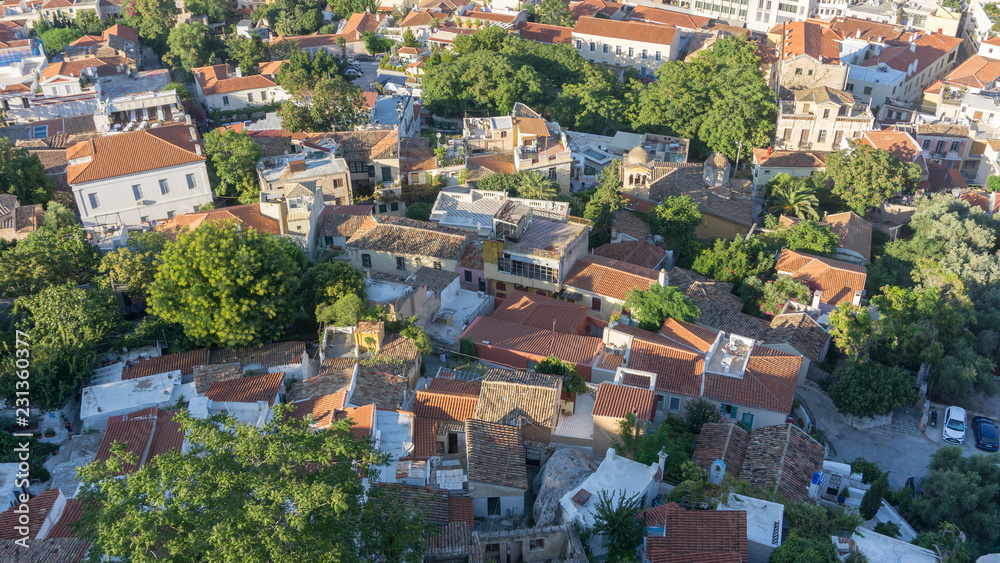 City streets of Athens seen from above
