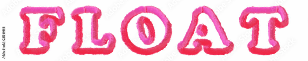 Float - clear pink text written on white background Float - clear pink text written on white background