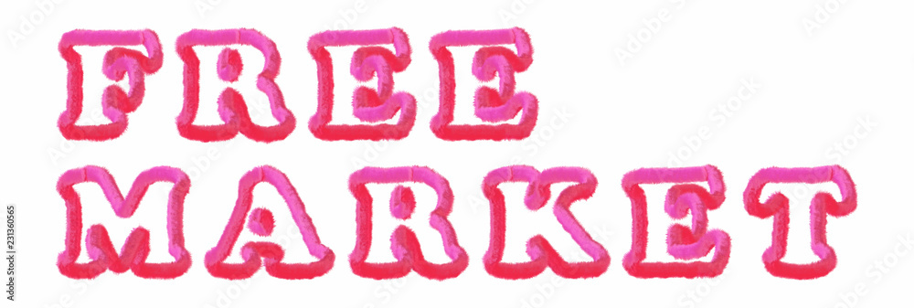 Free Market - clear pink text written on white background