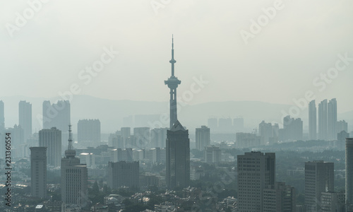 Fog and haze with city background in Nanjing  China