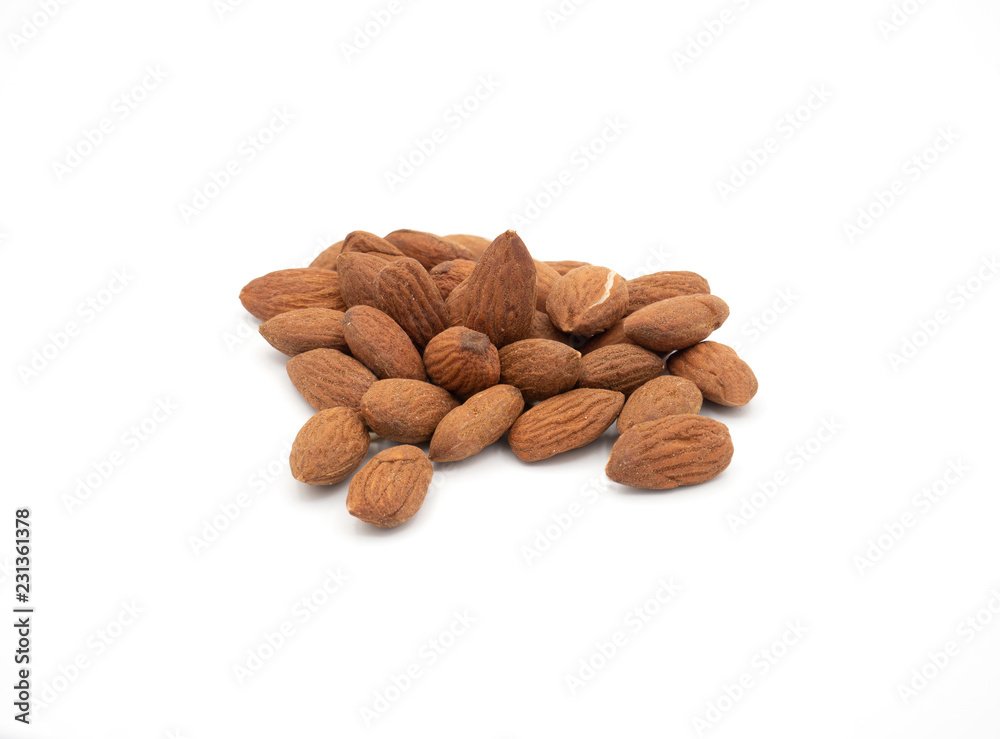 almond nuts isolated on white background close up almond nuts isolated on white background close up