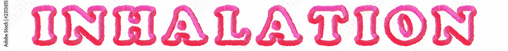 Inhalation - clear pink text written on white background Inhalation - clear pink text written on white background