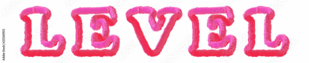 Fototapeta premium Level - clear pink text written on white background
