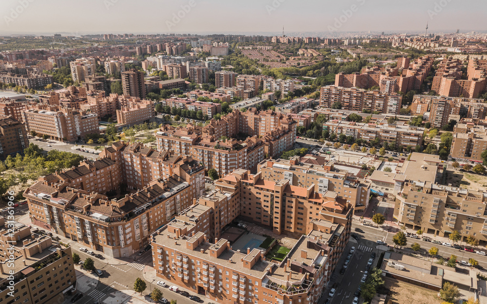 Aerial view of residential district in Madrid