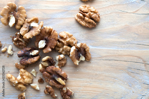 walnuts on wooden background
