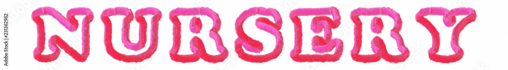 Nursery - clear pink text written on white background Nursery - clear pink text written on white background