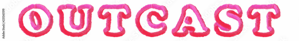Outcast - clear pink text written on white background Outcast - clear pink text written on white background