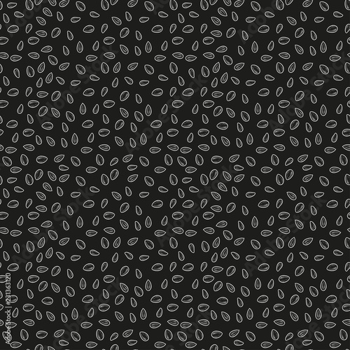 Sesame. Corn. Wallpaper, seamless. Sketch. On a black background
