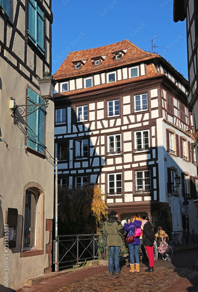 Tourists in old town Strasbourg - Alsace - France