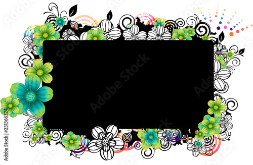 Rectangular frame with flora design