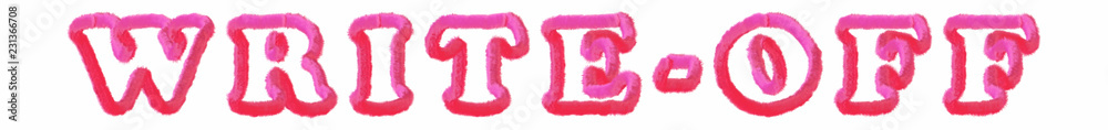 Write-off - clear pink text written on white background Write-off - clear pink text written on white background