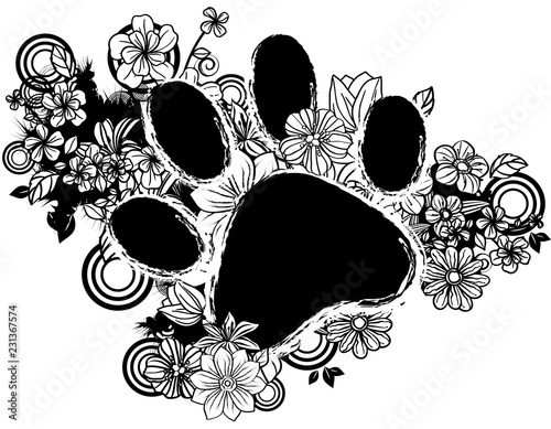 paws shape with flora design
