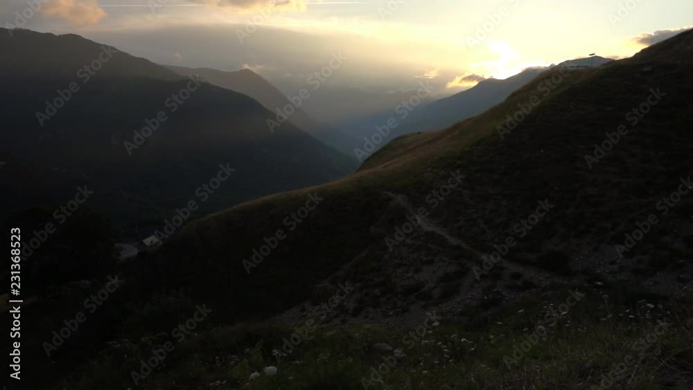 Sunset in the mountains of the aran valley in summer Sunset in the mountains of the aran valley in summer