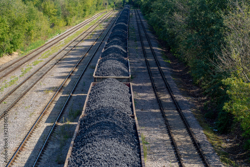 Railway train loaded with coal