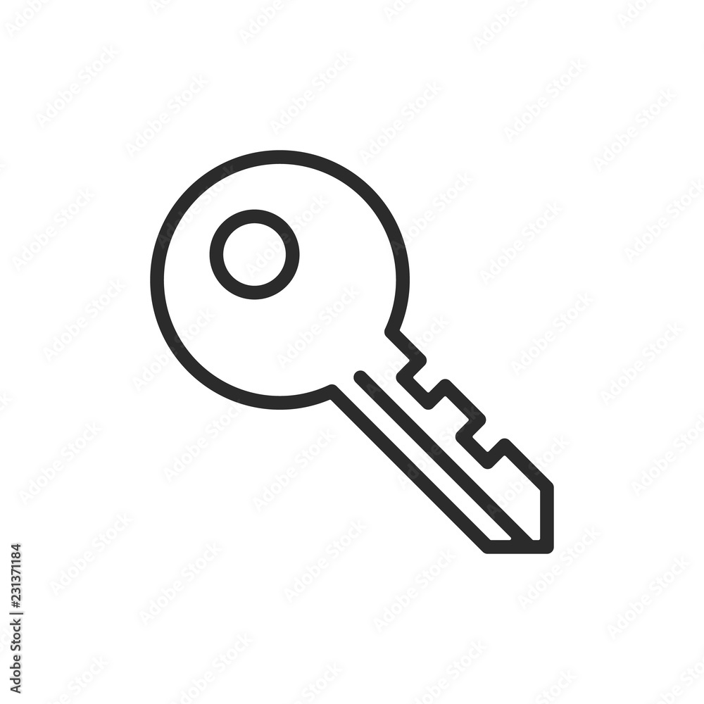 Key line icon. Thin line design. Vector icon Key line icon. Thin line design. Vector icon